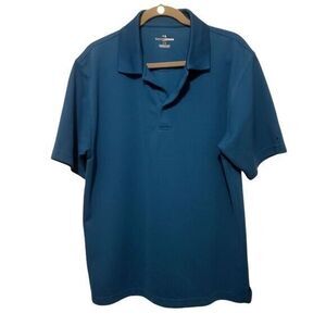 Grand Slam Mens Sz L Blue  Solid Short Sleeve Golf Polo Shirt